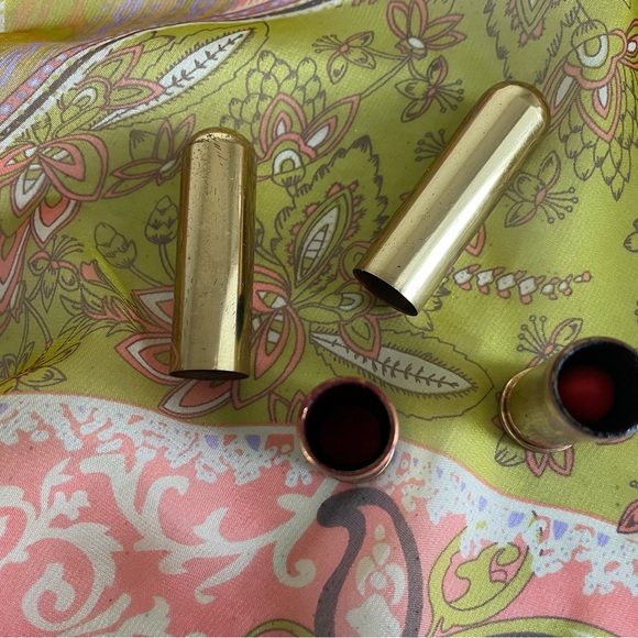 2 vintage ‘40s Lucien Lelong lipstick brass bullet case, Nicole Pink, Grand Slam - Picture 4 of 9